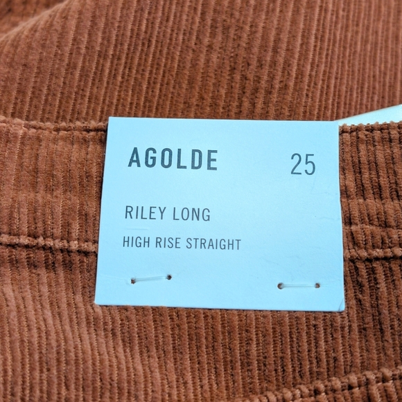 AGOLDE Riley Long High Rise Straight Brown Corduroy Pants Size 25 - Picture 8 of 8